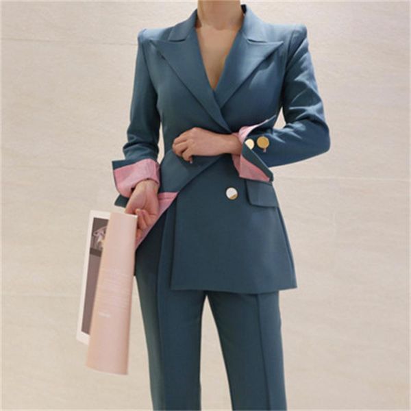 

fashion pants suit femme spring / summer new women's double-breasted suit professional two-piece women, White;black