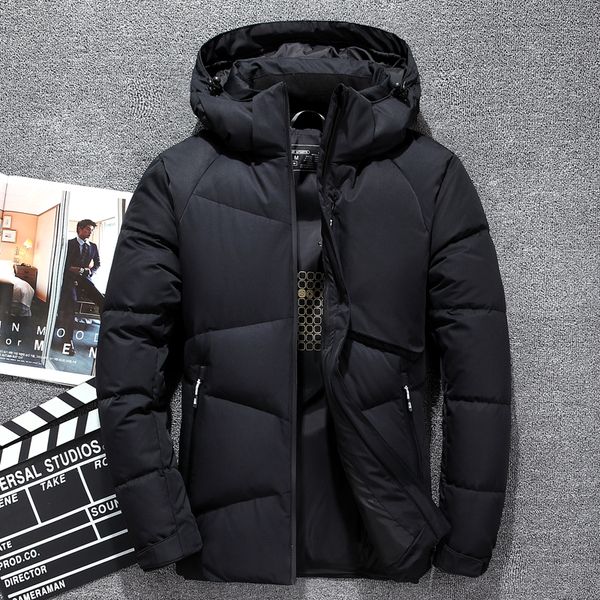 

90% white duck down jacket men brand men's winter jacket thick snow overcoat windproof rainproof and warm down coat, Black