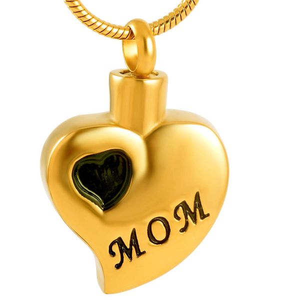 

ijd9180 stainless steel black heart love mom cremation gold pendant for ashes urn memorial necklace formen and women with chain jewelry, Silver