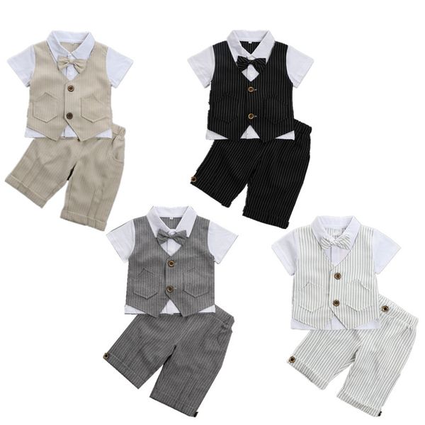 

baby boys clothes summer short sleeves gentleman children clothing 2pcs set infant wedding birthday costume baby boy costume, White
