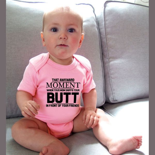 

this annoying moment where your mother sniffs your buttocks in front of your friends cotton newborn baby boy girl body outfit, White