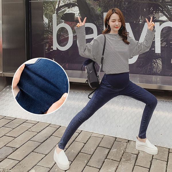 

материнство джинсы для беременных женщин мода тощий stretch джинсовые штаны для беременных эластичный пояс карандаш брюки беременность одежд, White