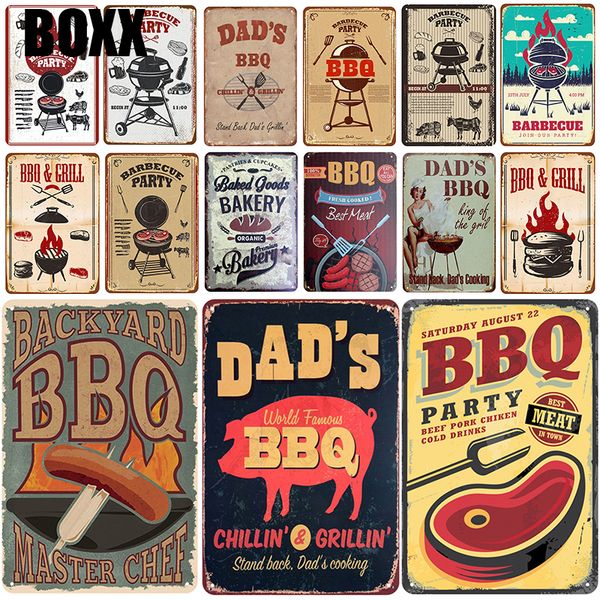 

барбекю бляшки отца металла старинные олова знак подколоть потертый шик декор металлические знаки старинные бар украшения металла плакат паб