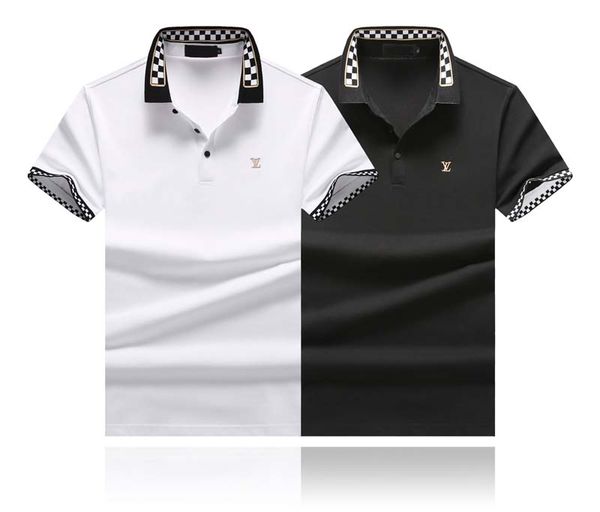 

new men's t-shirt polo long-sleeved embroidered clothing men's lapel luxury shirt luxury t-shirt cotton brand printing ing, White;black