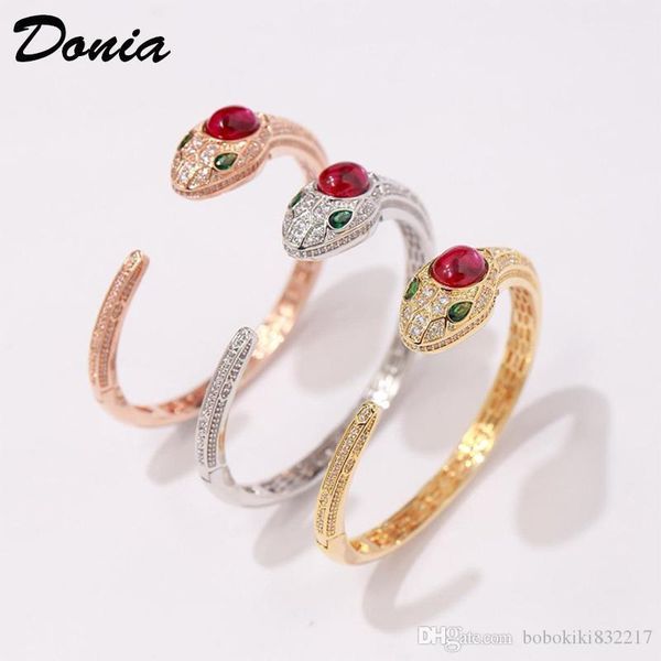 

donia jewelry three color electroplating exaggerated micro inlay zircon ferocious animal adjustable bracelet personalized birthday gift, Black