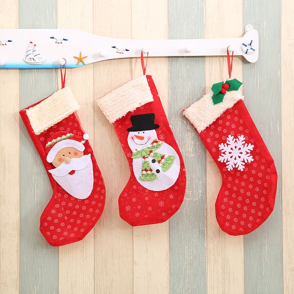 

2019 happy new year christmas stockings santa claus children candy gift bag hanging ornaments for holiday party home decor sd245