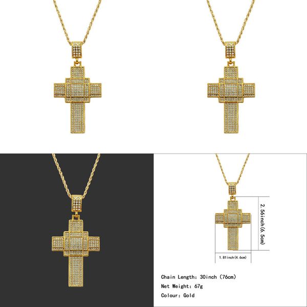 

hip-hop necklace fully-jewelled three-dimensional cross hip hop pendant necklace jewelry crystal necklaces anchor men s jewelry, Silver