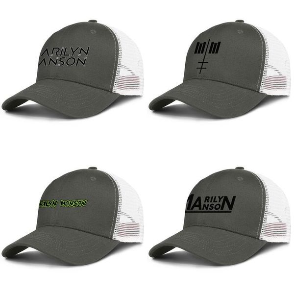 

marilyn manson logo love army-green mens and womens trucker cap baseball design designer mesh hats green black concise, Blue;gray