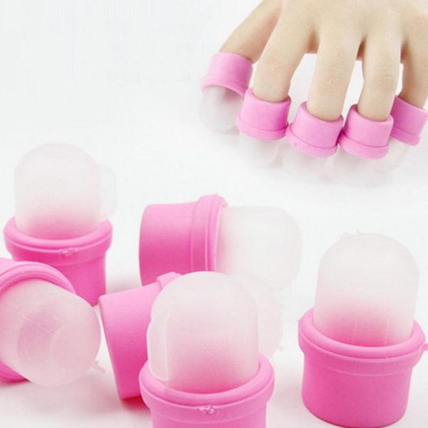 

10шт пластиковых nail art soak off cap клип уф-гель для снятия лака wrap tool nail art советов для fingers фиолетового высокого качества