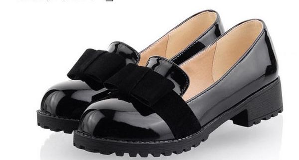 

send new style spring bowknot low-heel women's shoes, Black
