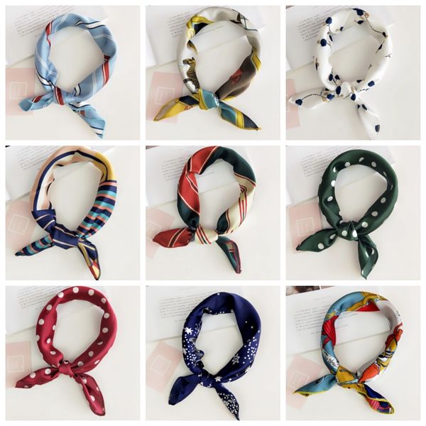 

neck scarf silk square scarves elegant women hair tie band skinny retro girls accessories party favor 40 designs wholesale lyw3031