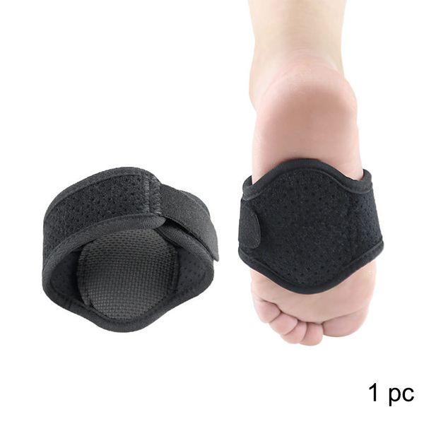

women men padded non slip foot pad soft fasciitis pain relief arch support flat feet correction plantar shoe inserts elastic, Black