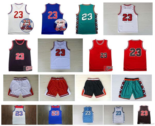 

north carolina college 23 michael jersey vintage basketball college 96 all star retro basketball shorts sportswear jersey, Black