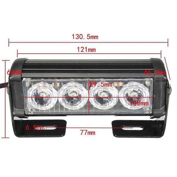 

2pcs amber 4 led flash emergency hazard warning beacon strobe light bar grill 12v
