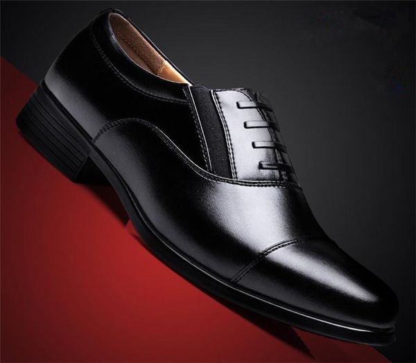 

spring and autumn dress three-pointed wear-resistant thick-soled men's leather shoes, Black