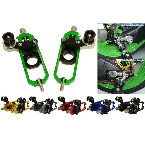 

motorcycle adjuster chain tensioner catena with spool for ninja zx-6r zx636 left right cnc chain regulator