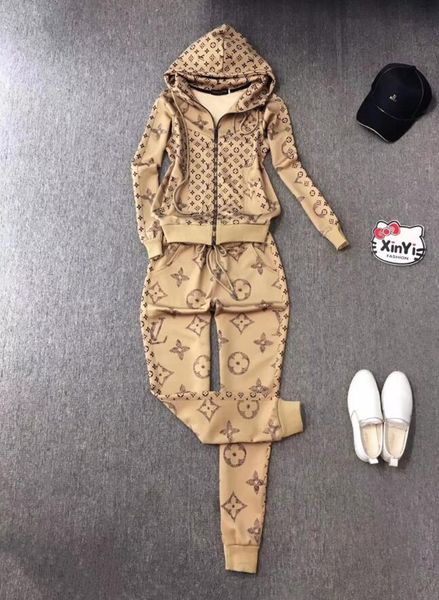

0 LOUIS VUITTON женская мода мужская печать дизайнер роскошный спортивный костюм мужские брюки с капюшоном с длинным рукавом повседневный комплект из двух частей