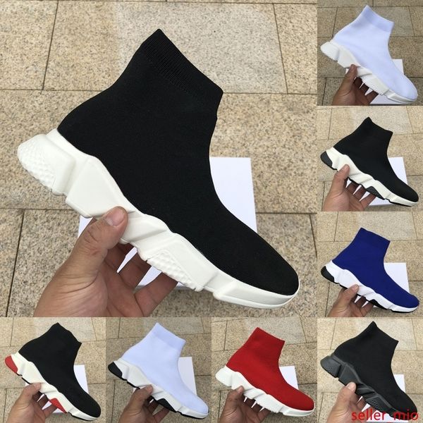 

luxury designer shoes speed trainer men women girls party sock shoes black white red blue high mid platform mens trainers sneakers