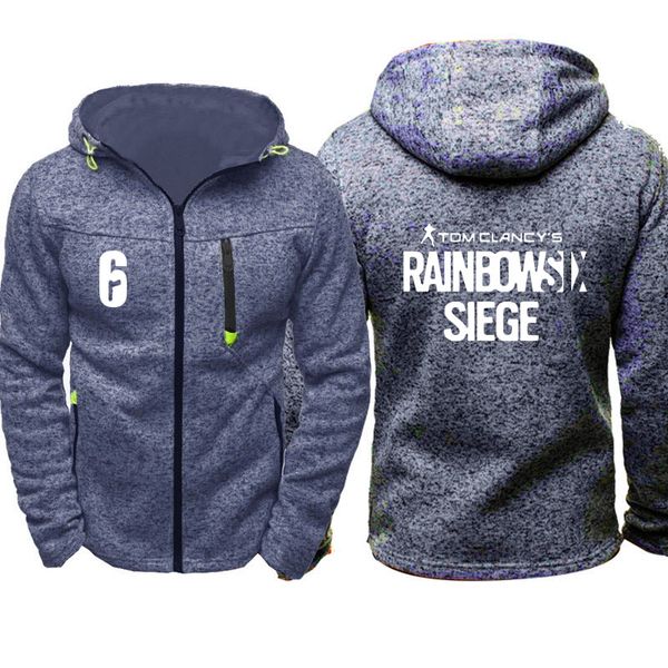 

rainbow six siege sweatshirt hoodies men hoody spring autumn fleece wram zipper jacket hoodie hip hop harajuku male clothing, Black