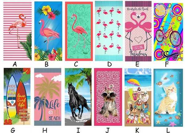 

2019 Новый Фламинго Животных Печатных Микрофибры Пляжное Полотенце Большой Открыт