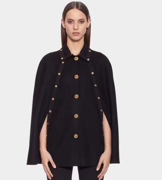 

women's wool & blends fashion layers and ponchies ladies wild coat women party shawls elegant ponchos cnd capes 2021 autumn winter shaw, Black