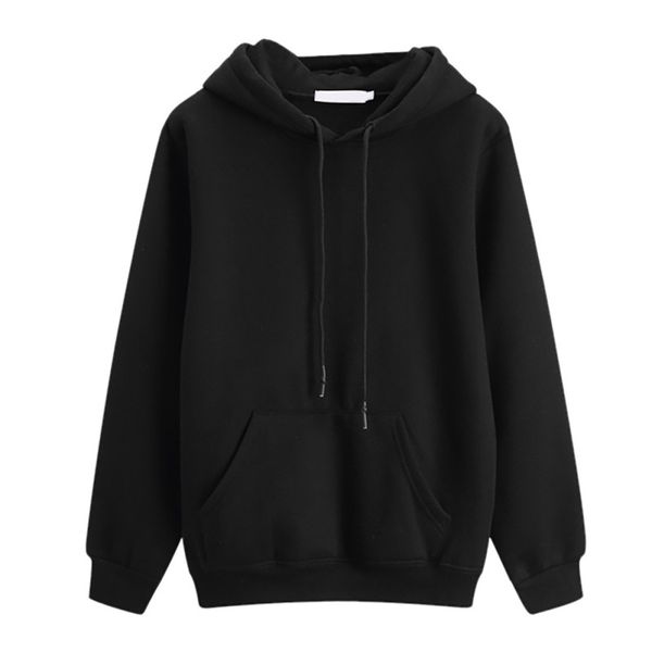 

women hoodies sweatshirt autumn winter harajuku fashion solid color loose fleece warm pullover hoodies female casual coat 2xl y, Black