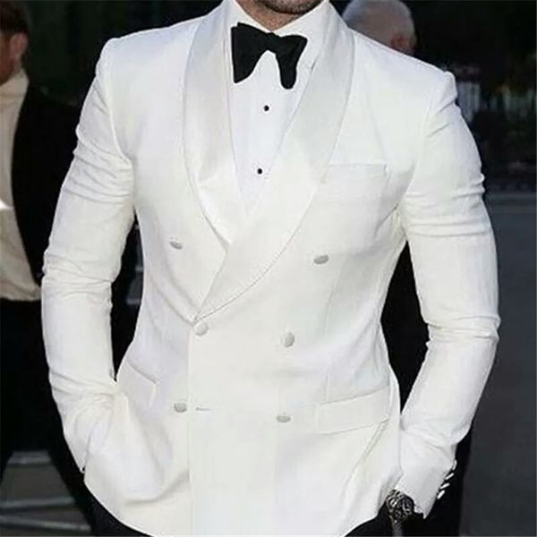 

white men suits groom wedding tuxedos shawl lapel man blazer 2piece coat pants jacket trousers costume homme formal prom party, Black;gray