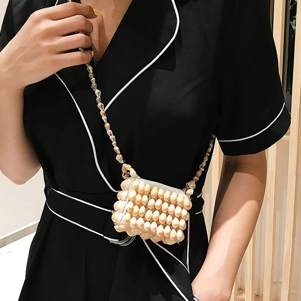 

women natural sea shell bag mini handbag coin purse hand-weaved shoulder messenger bags cute waterproof mini crossbody bag flap