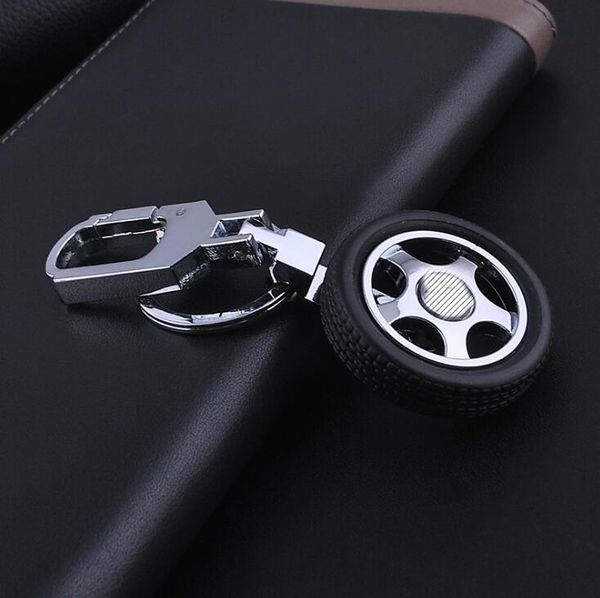 

car tire creative car key ring wheel keychain metal key creative small gift chain for man pendant accessories, Silver