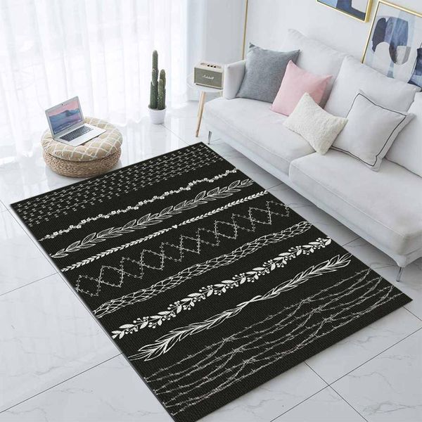

else black white ethnic vintage bohemian morrocan 3d print non slip microfiber living room modern carpet washable area rug mat