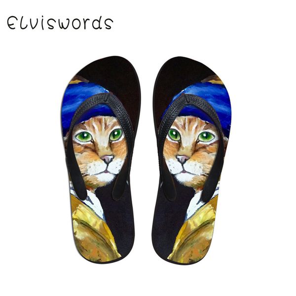 

women slippers summer flip flops beach flat animals printed cute small fresh fashion casual footwear home non-slip slipper, Black