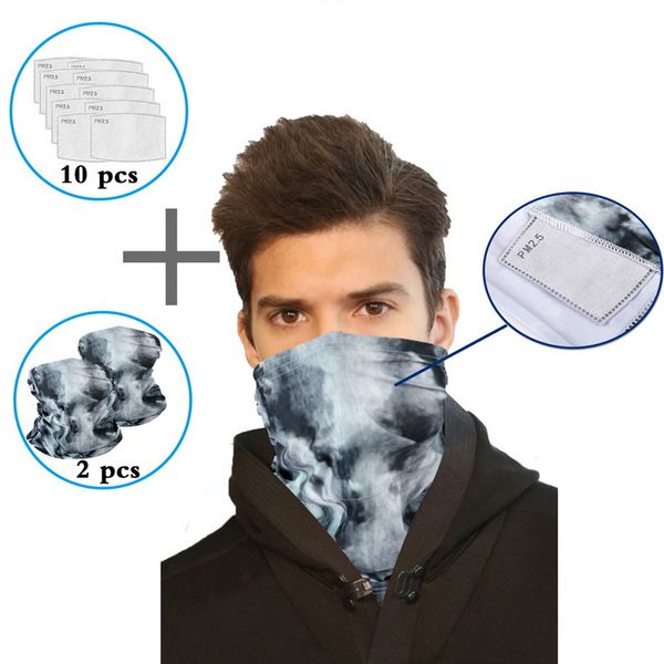 

cycling caps & masks scarf bandanas neck gaiter with safety carbon filters multi-purpose face cover for men women sports/outdoors, Black