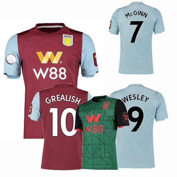 

2019 2020 aston villa soccer jerseys kodjia wesley hogan grealish home away 3rd 19 20 football shirt s-2xl, Black;yellow