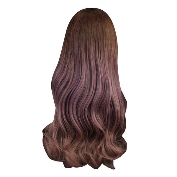 

22\" synthetic long wavy curly hair wig center parting for halloween party, Black
