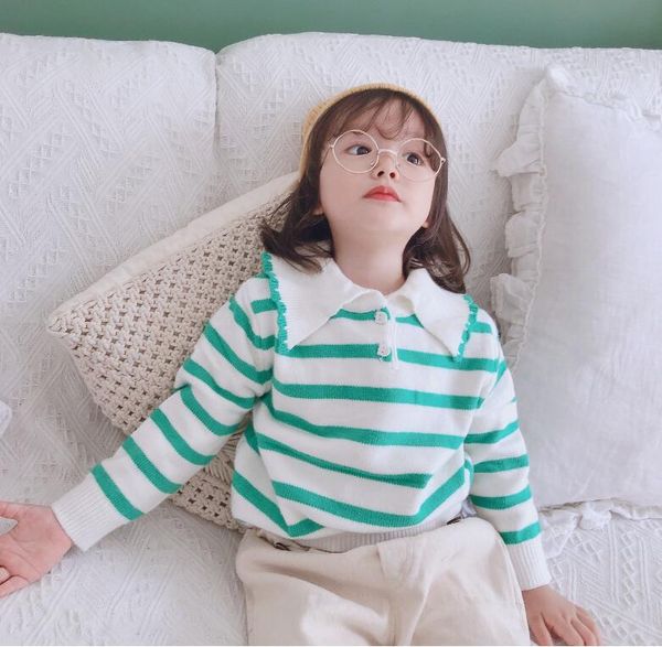 

2019 new girls boys striped knitted sweater autumn winter cotton fashion kids sweaters 1-6t hw591, Blue