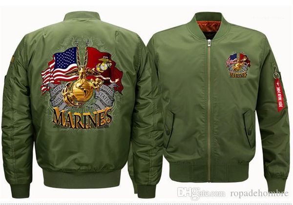 

jacket sport flight stand collar suit mens plus size casual wear designer men jacket marines print ribbons, Black;brown