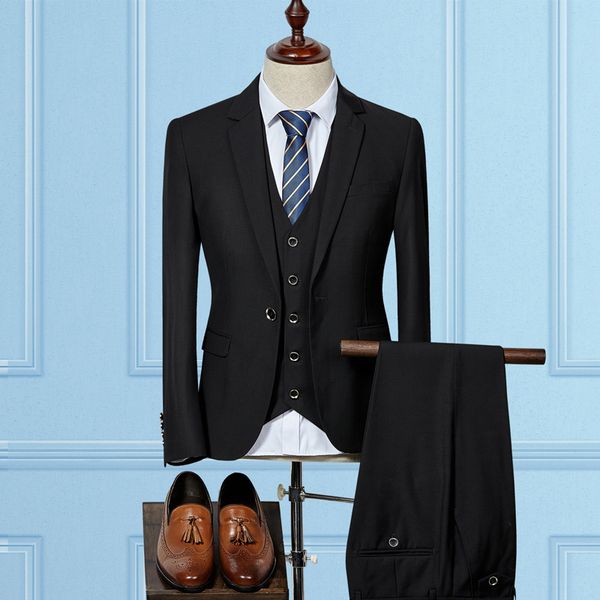 

2019 mens slim fit suits men casual business plus size suits 3 pieces wedding tuxedo custom terno masculino, White;black