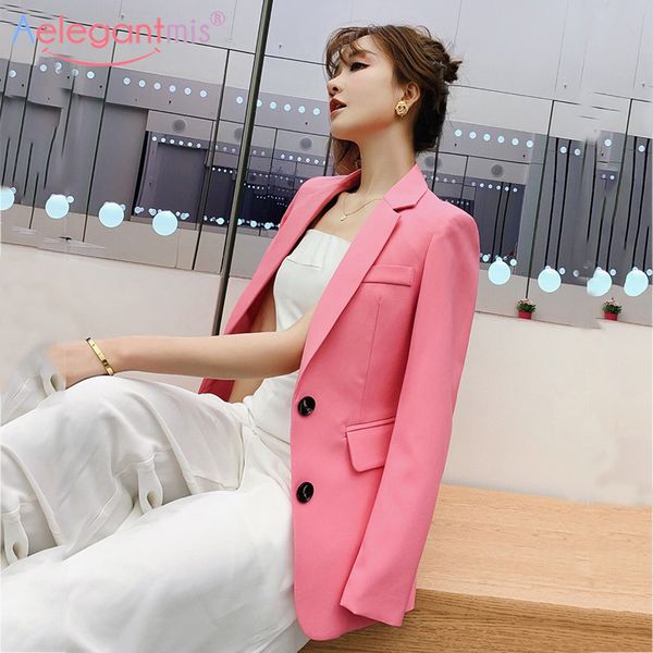 

aelegantmis spring autumn new women casual blazer jacket office lady suit coat female slim business work blazers ladies outwear, White;black