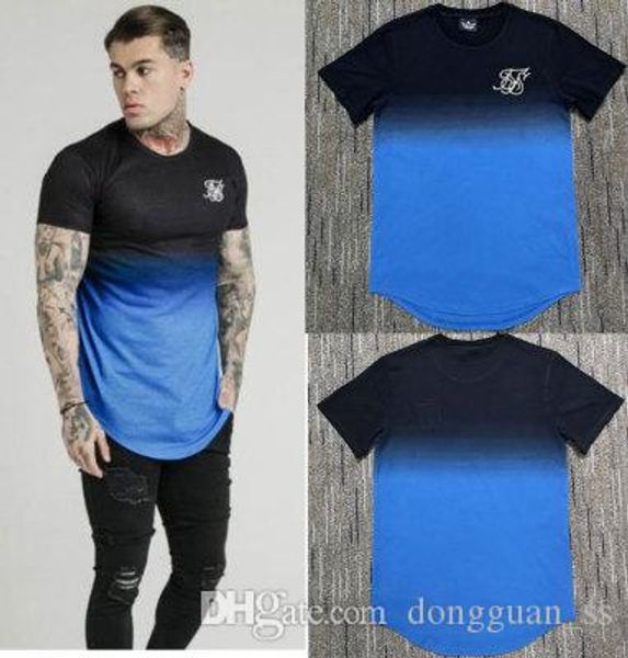 

blue dip dye t-shirt men's casual tee 2020ss hiphop t shirts men women streetwear print tees cotton short sleeve mens, White;black