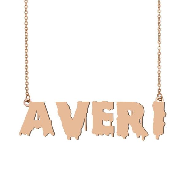 

averi name necklace , cool bloody art name necklace for halloween and santa's day jewelry gift for kids boys girls, Silver