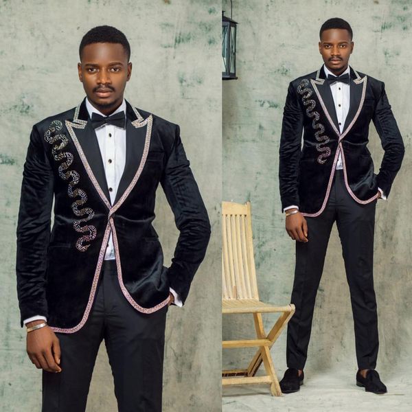 

new design mens prom tuxedos pink and black peaked lapel groom jacket fashion slim fit one button groomsmen wedding tuxedos 1 piece, Black;gray