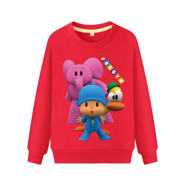 

boy girls spring long sleeve hoodies clothes children cartoon pocoyo print clothing sport sweatshirts kids pullover coats wk151, Black
