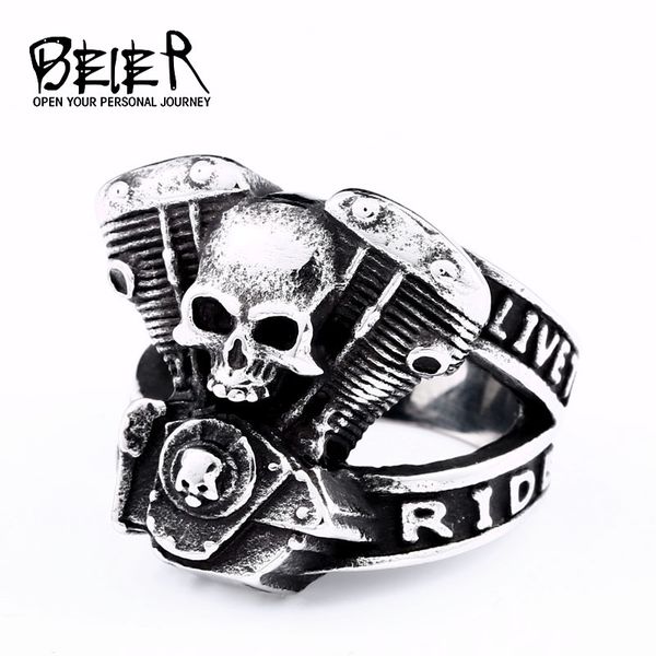 

new arrive 316l stainless steel ring punk skull biker for men fashion jewelry gift br8-668, Silver