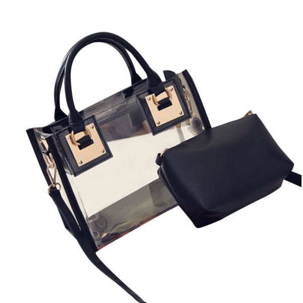 

2019 versatile women solid zipper transparent shoulder bag jelly candy beach handbag messeng bag t2