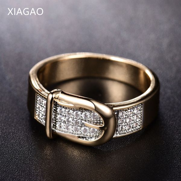 

xiagao fashion jewelry copper finger rings for women with stone cubic zirconia belt gold-color unique new arrival zr605, Silver