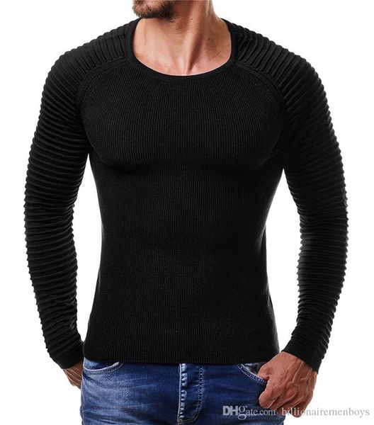 

panelled mens designer sweaters fashion solid color striped sleeve mens sweaters casual slim pullover males clothing, White;black