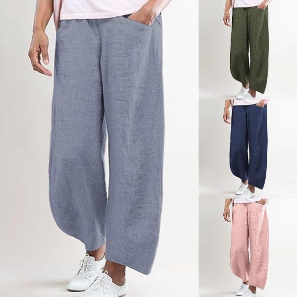 

2020 women trousers solid color cotton flax elastic long pants beach leisure trousers streetwear pantalon femme pants, Black;white