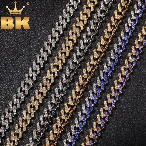 

the bling king fashion iced prong cuban link chains necklaces 15mm mutil-colored blue/black rhinestones hiphop jewelry mens, Silver