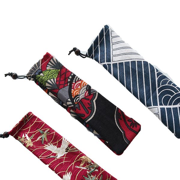 

tableware storage bag canvas drawstring japanese style portable travel carrying case for straw cutlery spoon tc190401 100pcs
