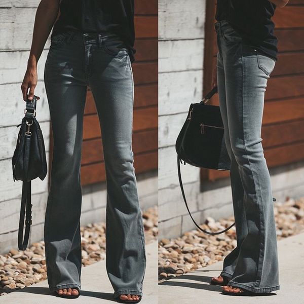 

black skinny flare jeans women mom elastic high waisted jeans plus size bell bottom stretch skinny trousers bell bottoms, Blue